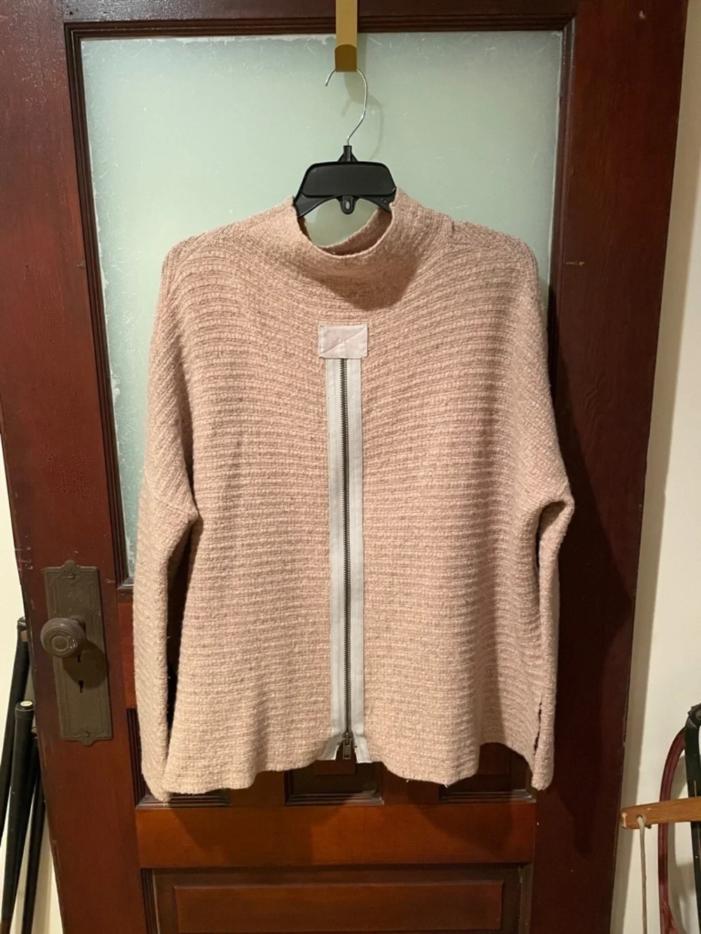 Free People Dusty Pink Mock Neck Ribbed Sweater